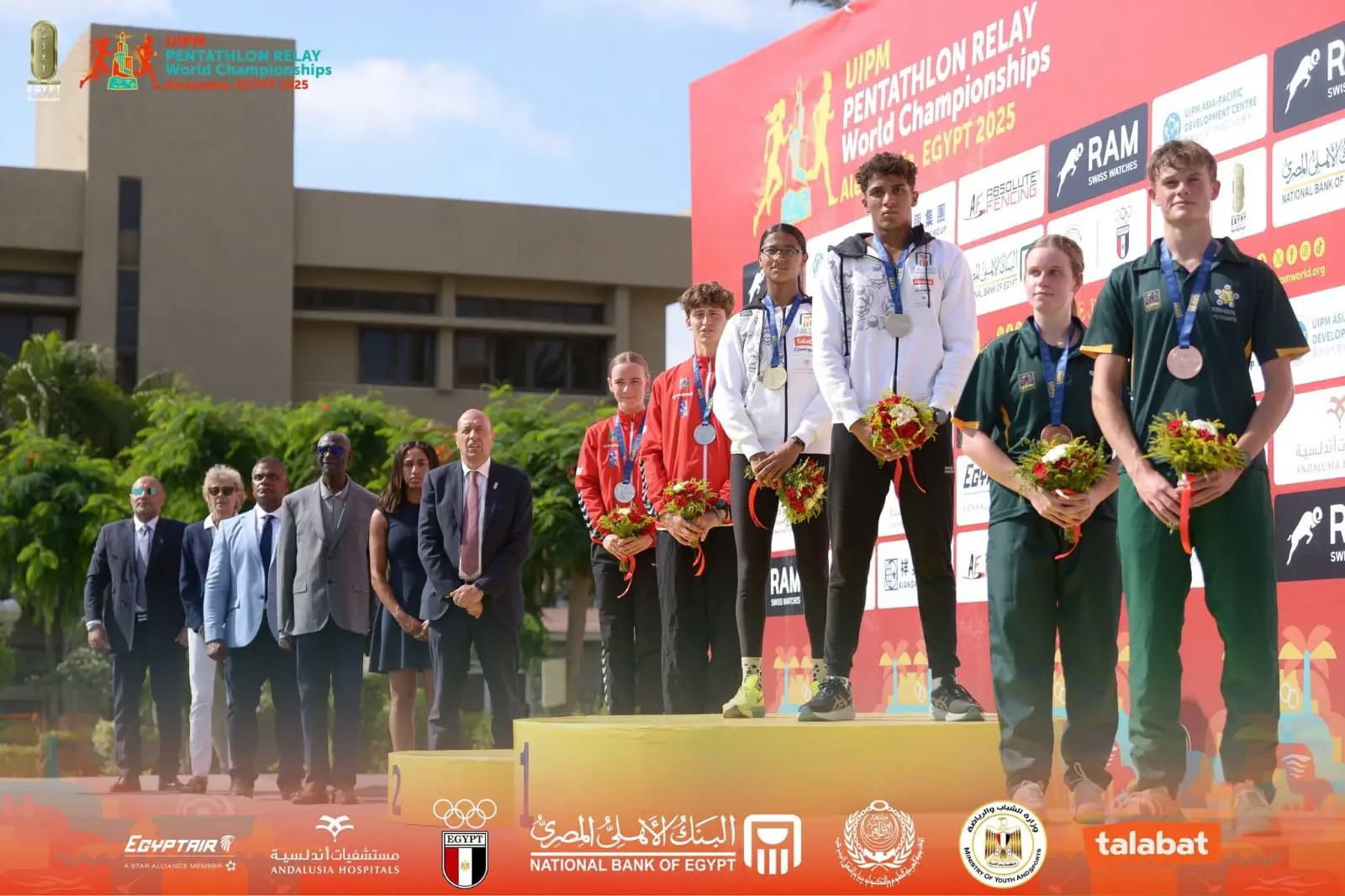 Pentathlete Kari Hillebrand and her teammate Johan Schoeman (in front) won a bronze medal for South Africa at the U19 mixed relay event at the U19 World Pentathlon Relay Championships in Egypt. Picture: uipmworld.org Pentathlete Kari Hillebrand and her teammate Johan Schoeman (in front) won a bronze medal for South Africa at the U19 mixed relay event at the U19 World Pentathlon Relay Championships in Egypt. Picture: uipmworld.org