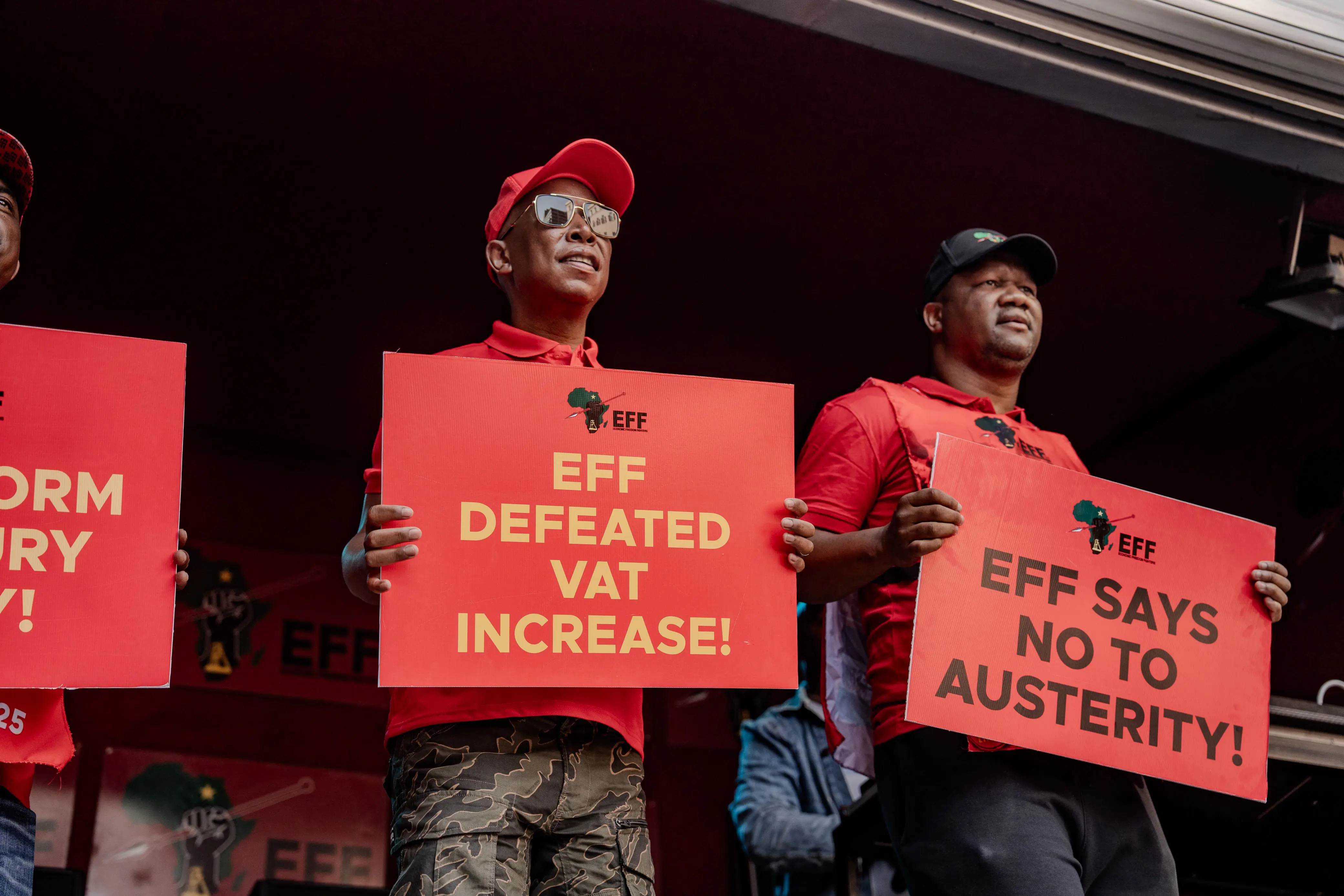 The Economic Freedom Fighters marched to the National Treasury offices in Pretoria on 19 March 2025 to celebrate the reversal of the value-added tax (VAT) increase. Picture: Sphamandla Dlamini/EWN The Economic Freedom Fighters marched to the National Treasury offices in Pretoria on 19 March 2025 to celebrate the reversal of the value-added tax (VAT) increase. Picture: Sphamandla Dlamini/EWN