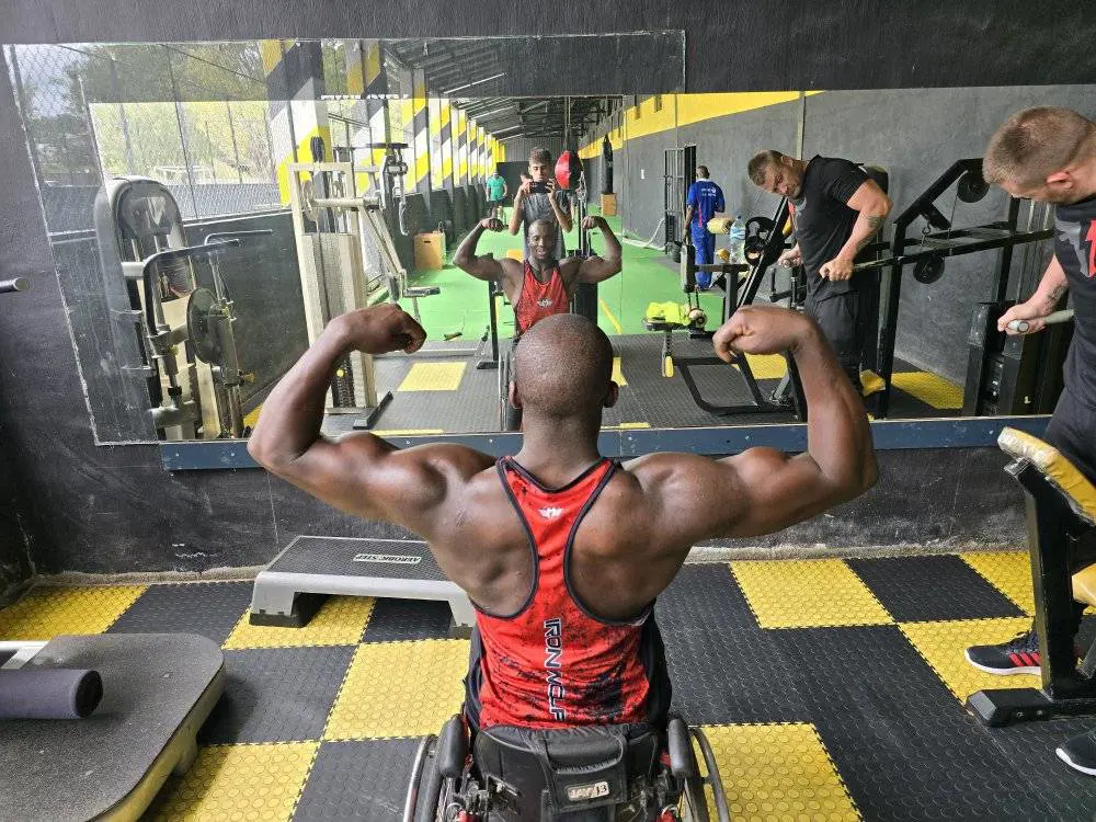 South African pro wheelchair bodybuilder Macethandile "Max" Kulati. Picture: Ibff Pro Max/Facebook. South African pro wheelchair bodybuilder Macethandile "Max" Kulati. Picture: Ibff Pro Max/Facebook.