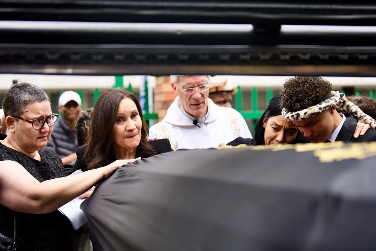 Warrick Stock's (DJ Warras) funeral service took place on Tuesday, 23 December 2025, at the Immaculate Conception Church in Rosebank. Picture: Katlego Jiyane/EWN. Warrick Stock's (DJ Warras) funeral service took place on Tuesday, 23 December 2025, at the Immaculate Conception Church in Rosebank. Picture: Katlego Jiyane/EWN.