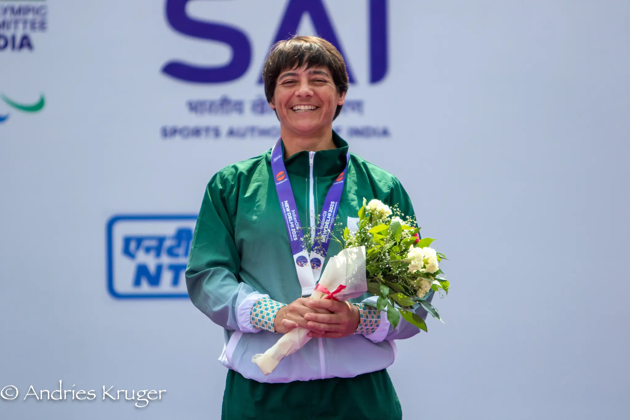 Sheryl James won a bronze medal in the women’s T37 400m final in 1:06.21. Picture: Andries Kruger/ Facebook. Sheryl James won a bronze medal in the women’s T37 400m final in 1:06.21. Picture: Andries Kruger/ Facebook.