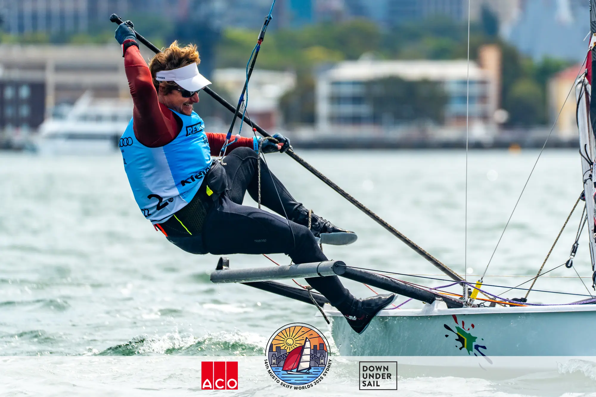 South African sailor Andy Tarboton at the ACO 14th Musto Skiff World Championship 2025 Picture: Tidal Media Australia/Down Under Sail. South African sailor Andy Tarboton at the ACO 14th Musto Skiff World Championship 2025 Picture: Tidal Media Australia/Down Under Sail.