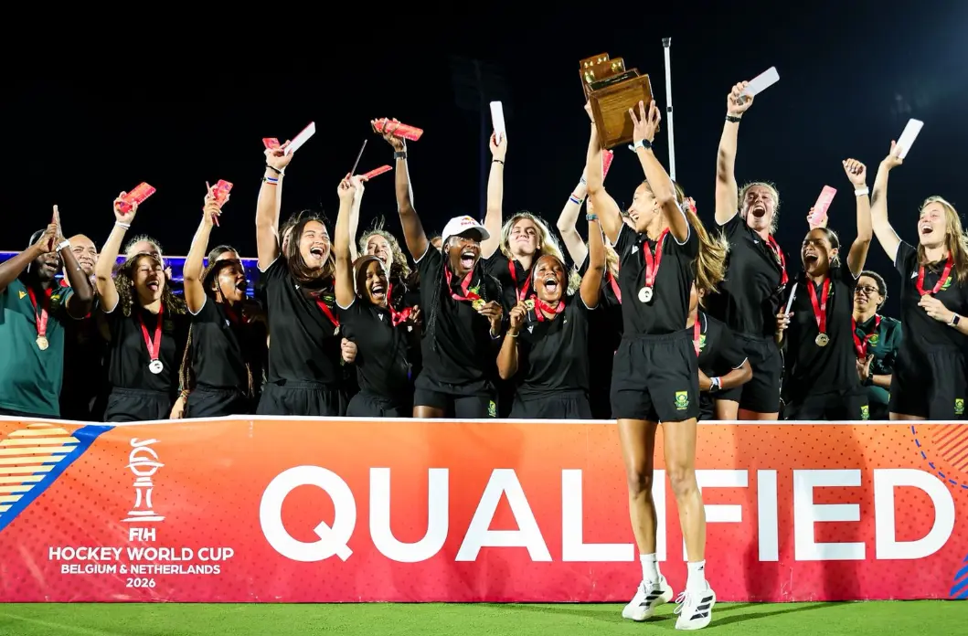The South African women’s hockey team win the final of the 2025 African Hockey Cup of Nations in Ismailia, claiming their eighth consecutive title and sealing qualification for the 2026 FIH Hockey World Cup. Picture: @SA_Hockey/ X. The South African women’s hockey team win the final of the 2025 African Hockey Cup of Nations in Ismailia, claiming their eighth consecutive title and sealing qualification for the 2026 FIH Hockey World Cup. Picture: @SA_Hockey/ X.
