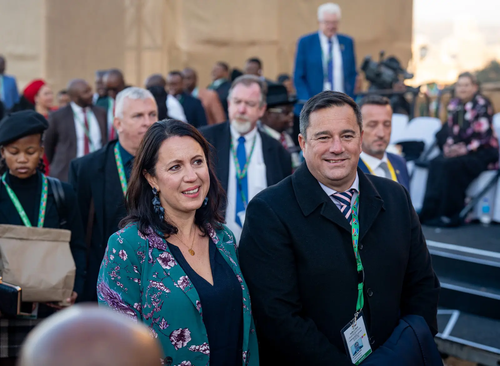 DA leader John Steenhuisen and his wife Terry arrive at the Union Buildings ahead of the 2024 presidential inauguration on 19 June 2024. Picture: Xanderleigh Dookey Makhaza/Eyewitness News DA leader John Steenhuisen and his wife Terry arrive at the Union Buildings ahead of the 2024 presidential inauguration on 19 June 2024. Picture: Xanderleigh Dookey Makhaza/Eyewitness News