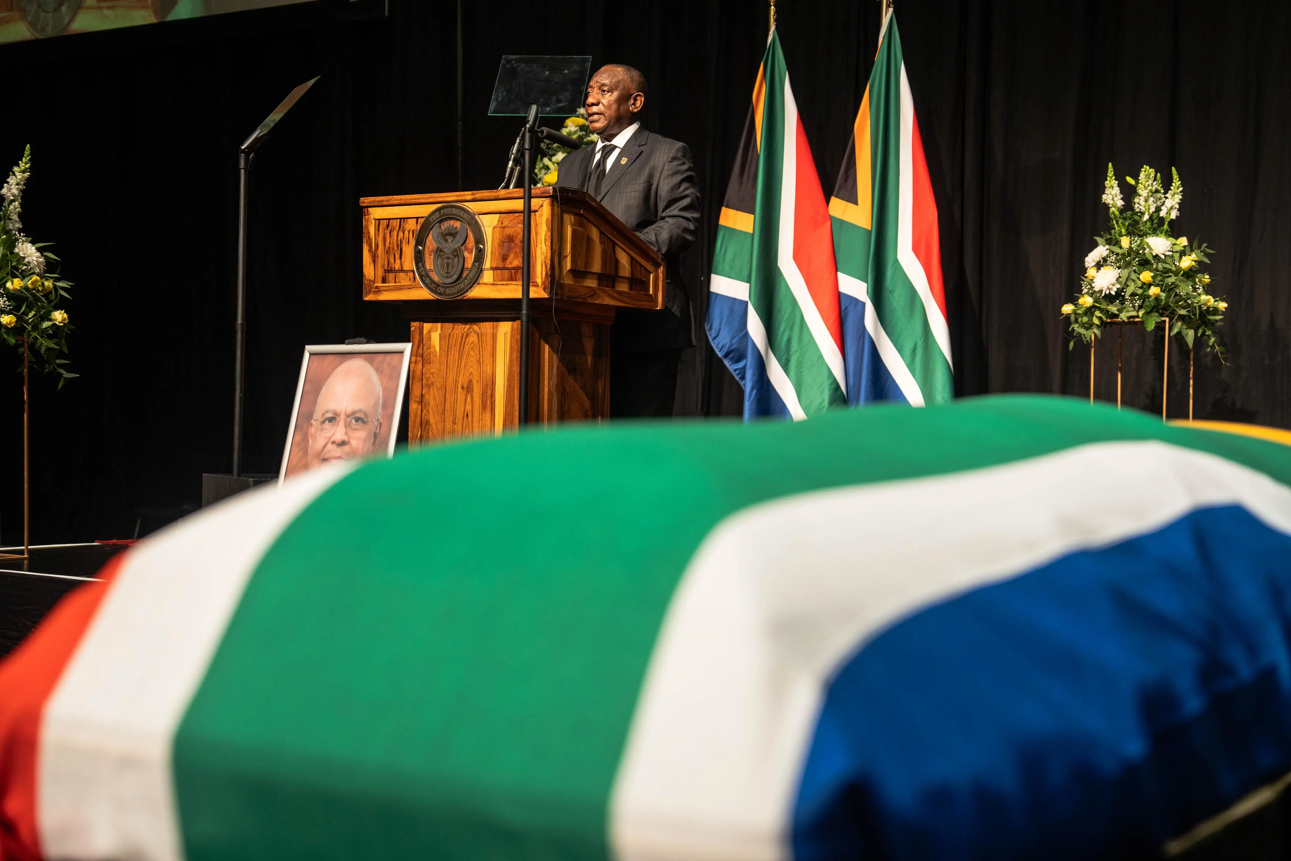President Cyril Ramaphosa delieverd the eulogy at former minister Pravin Gordhan's funeral. Picture: Jacques Nelles/Eyewitness News President Cyril Ramaphosa delieverd the eulogy at former minister Pravin Gordhan's funeral. Picture: Jacques Nelles/Eyewitness News
