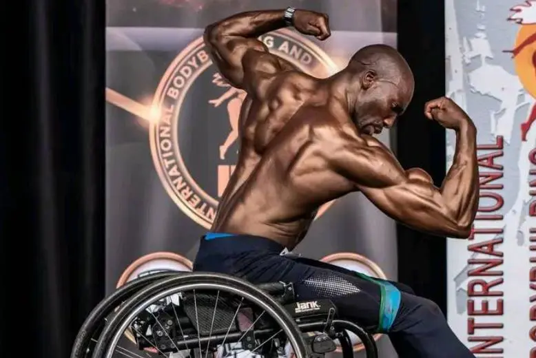 South Africa's pro- wheelchair bodybuilder Macethandile "Max" Kulati competing in Koper Slovenia 2022. Picture: IBFF Federation/Facebook. South Africa's pro- wheelchair bodybuilder Macethandile "Max" Kulati competing in Koper Slovenia 2022. Picture: IBFF Federation/Facebook.