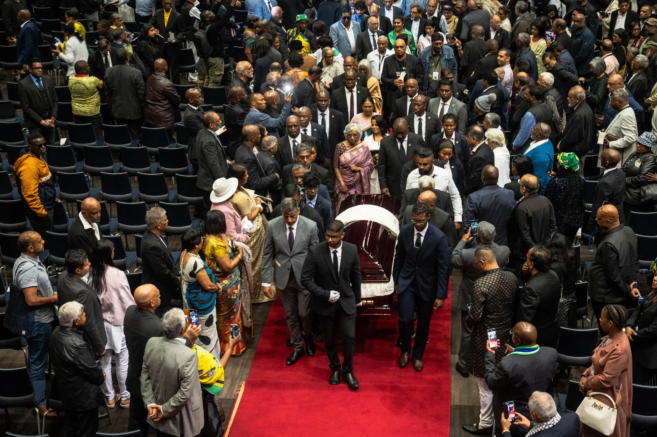 The casket of former minister Pravin Gordhan being carried out by family and friends as the service ends. Picture: Jacques Nelles/Eyewitness News The casket of former minister Pravin Gordhan being carried out by family and friends as the service ends. Picture: Jacques Nelles/Eyewitness News